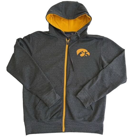 Unisex Adult Campus Heritage IOWA HAWKEYES Full-Zip Hoodie Sweatshirt Gray Sz M - Picture 8 of 11